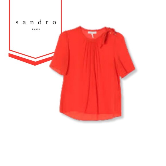 Sandro Silk Blouse with Side Tie Detail. Size Small (Designer size 1) - Picture 11 of 11